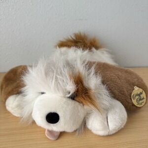 Vintage 80s Large Stuffed Dog Brown White Floppy Chrisha Creation Playful Plush